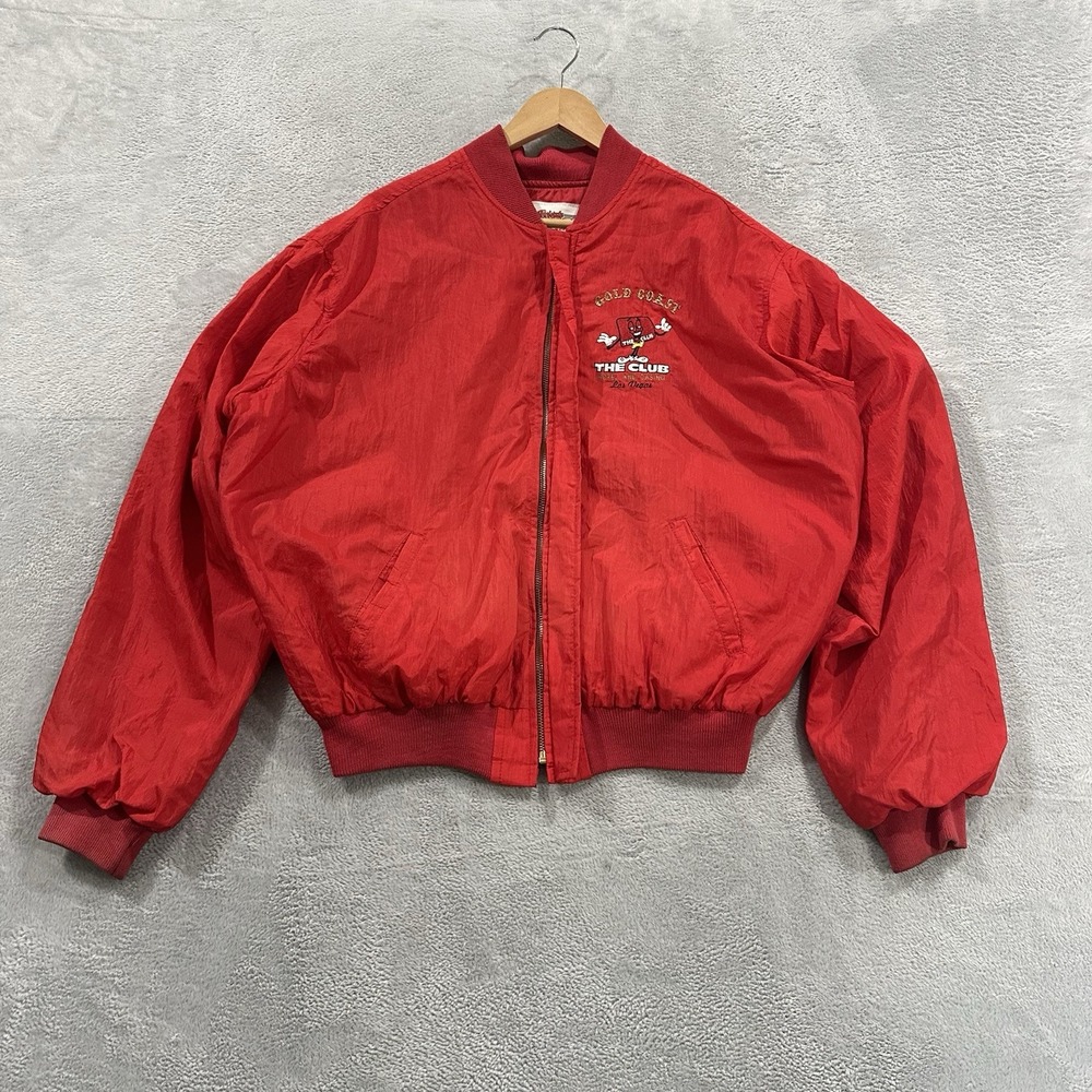 Private Stock West Full Zip Windbreaker Jacket Men L Red Baggy Y2K Las Vegas